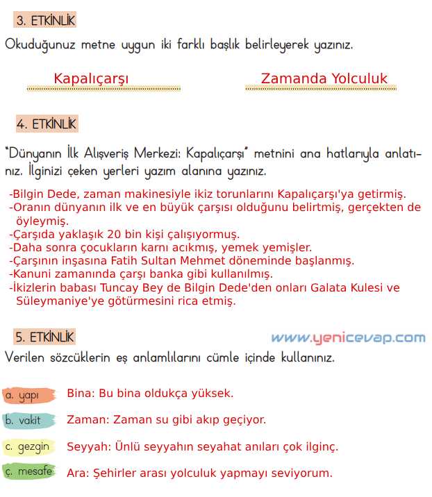 4. Sınıf Türkçe Kitabı Sayfa 176 178 179 180 181 Cevapları Meb