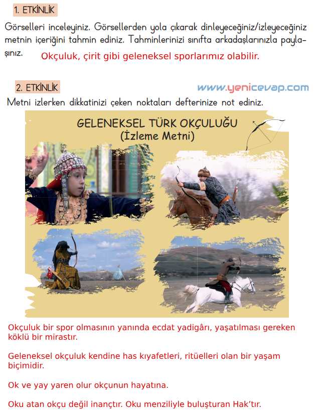 4. Sınıf Türkçe Kitabı Sayfa 187 188 189 190 191 Cevapları Meb
