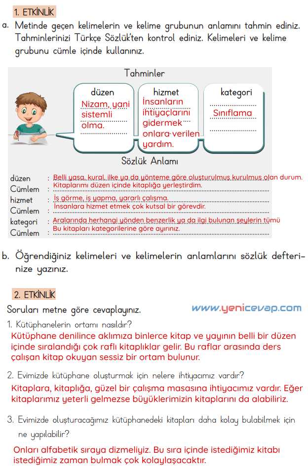4. Sınıf Türkçe Kitabı Sayfa 17 18 19 20 Cevapları Meb