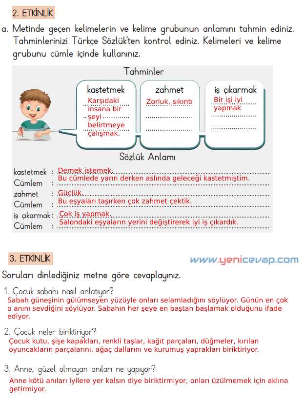 4. Sınıf Türkçe Kitabı Sayfa 206 207 208 209 Cevapları Meb