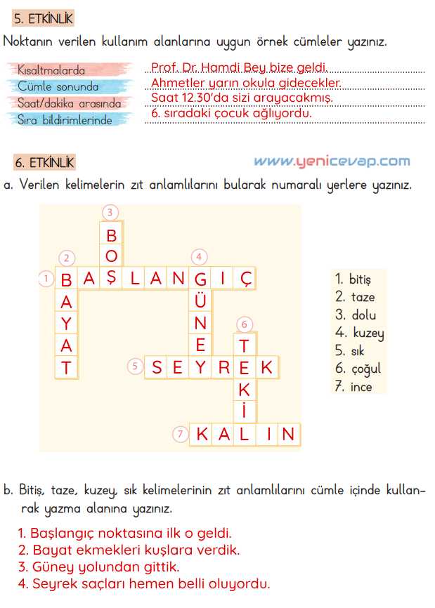 4. Sınıf Türkçe Kitabı Sayfa 21 22 23 24 Cevapları Meb