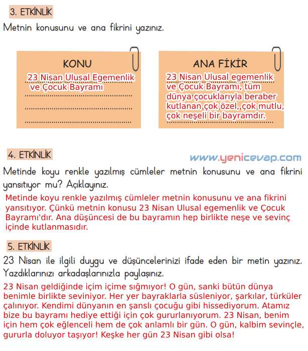 4. Sınıf Türkçe Kitabı Sayfa 210 212 213 214 215 Cevapları Meb