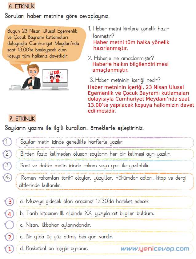 4. Sınıf Türkçe Kitabı Sayfa 210 212 213 214 215 Cevapları Meb