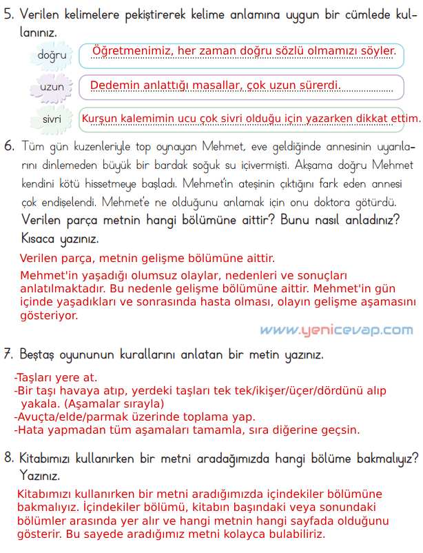 4. Sınıf Türkçe Kitabı Sayfa 221 223 224 225 Cevapları Meb