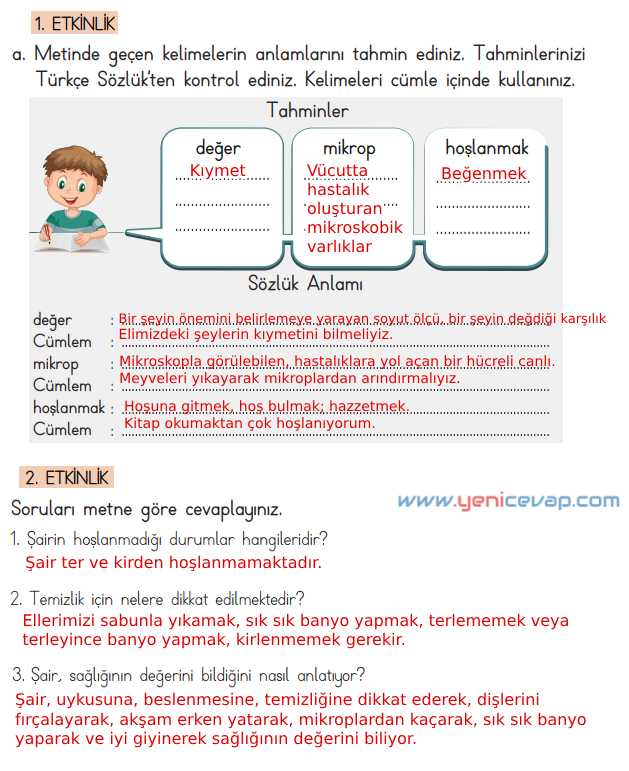 4. Sınıf Türkçe Kitabı Sayfa 228 229 230 231 232 233 Cevapları Meb