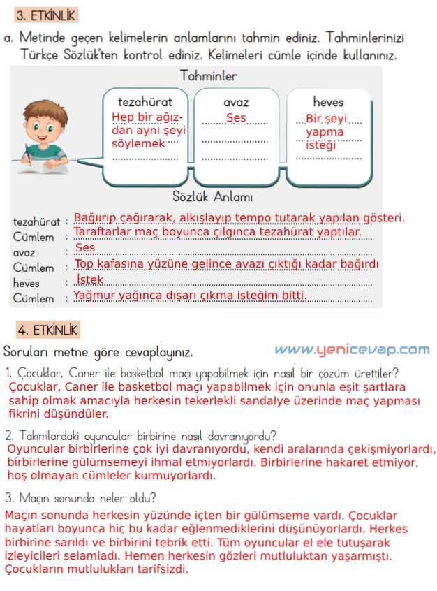 4. Sınıf Türkçe Kitabı Sayfa 239 240 241 242 243 Cevapları Meb