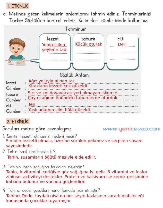 4. Sınıf Türkçe Kitabı Sayfa 243 244 246 247 248 249 Cevapları Meb