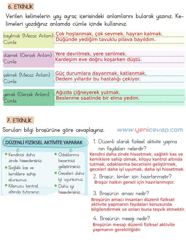 4. Sınıf Türkçe Kitabı Sayfa 243 244 246 247 248 249 Cevapları Meb