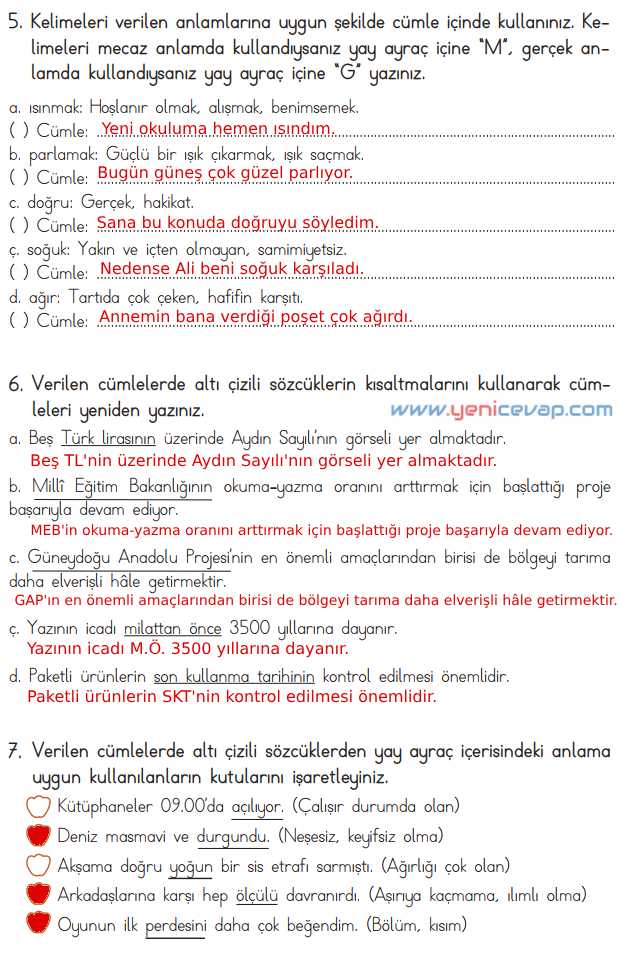 4. Sınıf Türkçe Kitabı Sayfa 252 253 254 255 Cevapları Meb