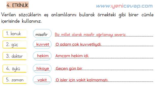 4. Sınıf Türkçe Kitabı Sayfa 30 31 32 33 34 Cevapları Meb