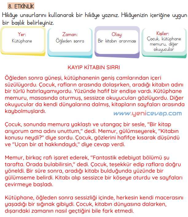 4. Sınıf Türkçe Kitabı Sayfa 30 31 32 33 34 Cevapları Meb