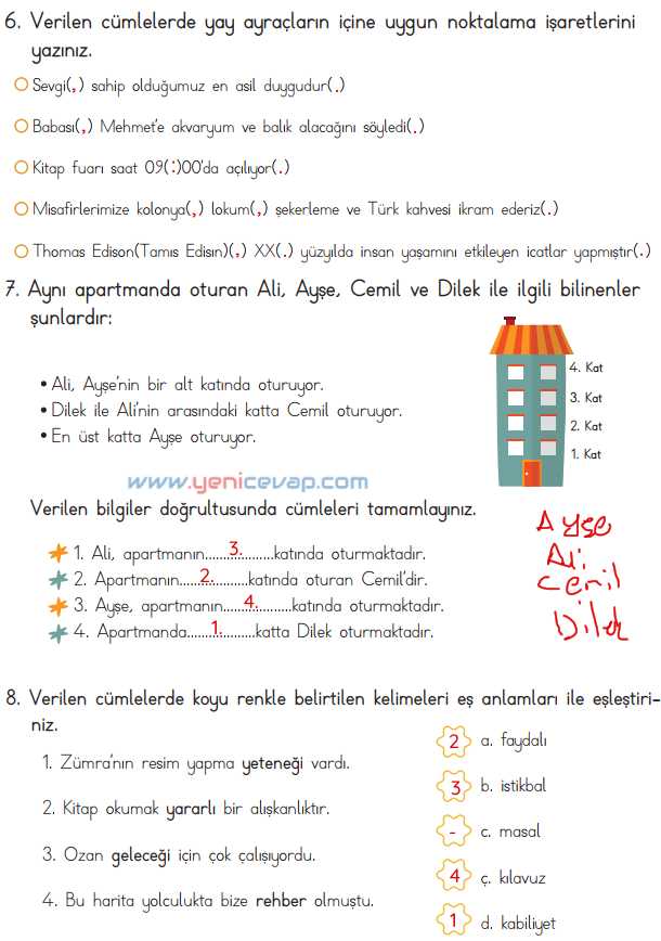 4. Sınıf Türkçe Kitabı Sayfa 38 39 40 41 Cevapları Meb