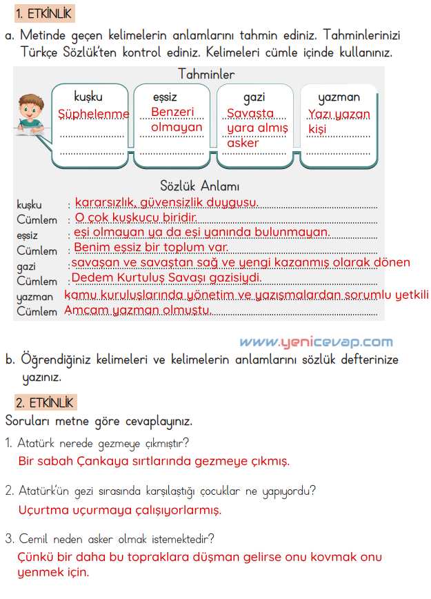 4. Sınıf Türkçe Kitabı Sayfa 44 46 47 48 Cevapları Meb