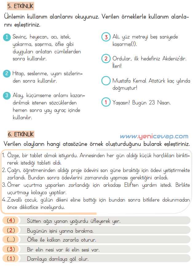 4. Sınıf Türkçe Kitabı Sayfa 44 46 47 48 Cevapları Meb