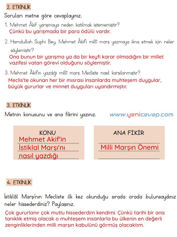 4. Sınıf Türkçe Kitabı Sayfa 49 50 53 54 55 Cevapları Meb