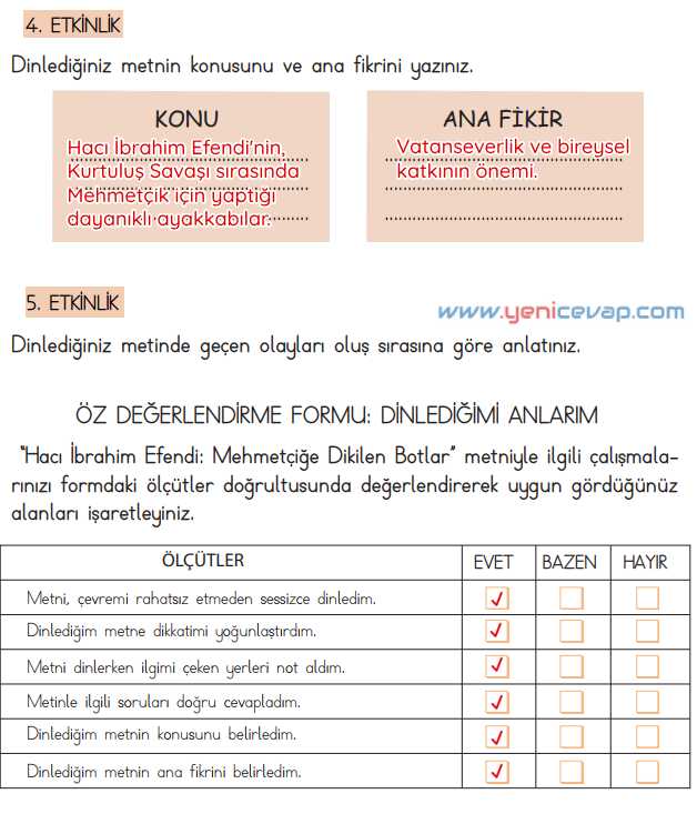 4. Sınıf Türkçe Kitabı Sayfa 60 61 62 63 Cevapları Meb