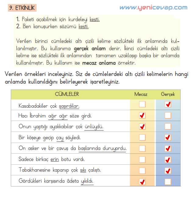 4. Sınıf Türkçe Kitabı Sayfa 60 61 62 63 Cevapları Meb