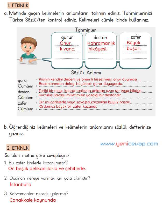 4. Sınıf Türkçe Kitabı Sayfa 64 65 66 67 68 Cevapları Meb