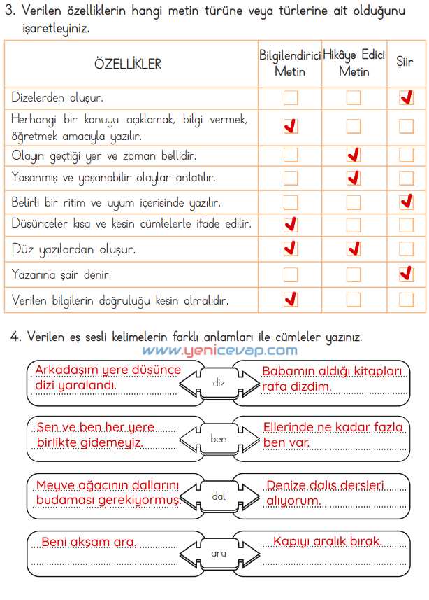 4. Sınıf Türkçe Kitabı Sayfa 69 72 73 74 Cevapları Meb