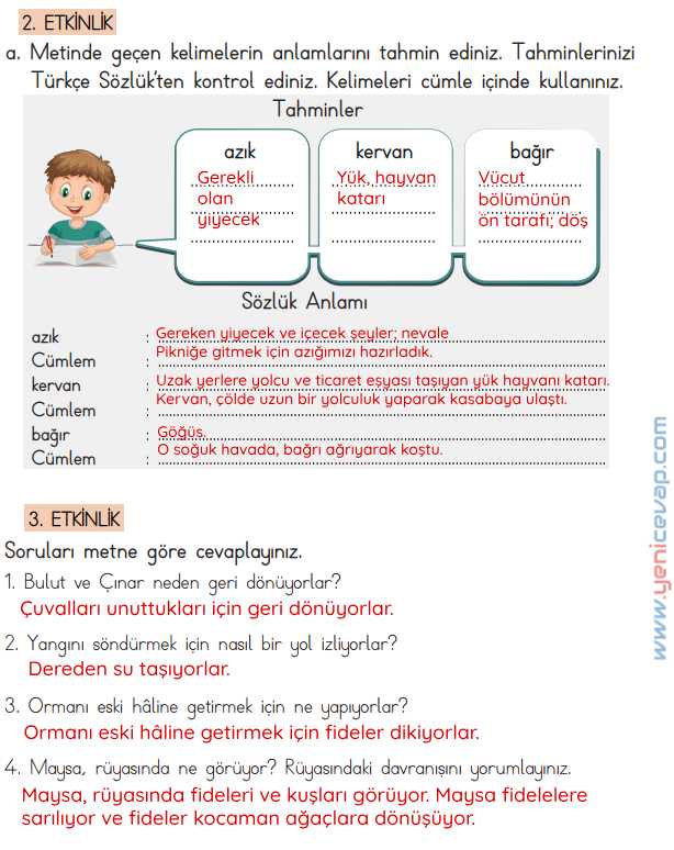4. Sınıf Türkçe Kitabı Sayfa 82 83 84 85 86 Cevapları Meb