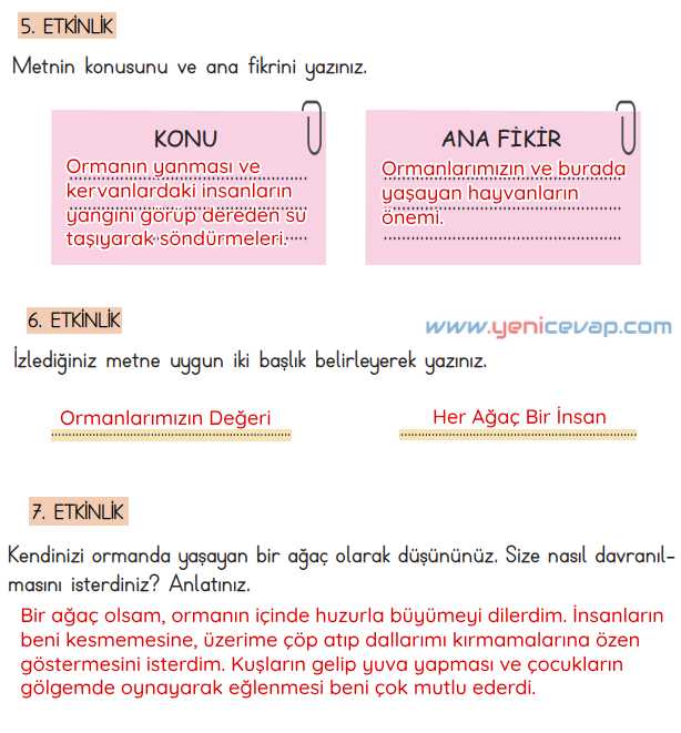 4. Sınıf Türkçe Kitabı Sayfa 82 83 84 85 86 Cevapları Meb