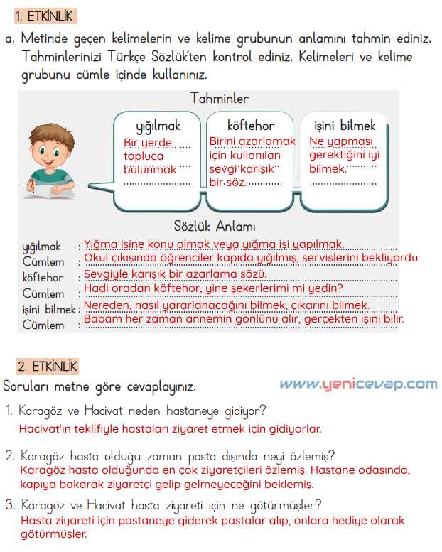 4. Sınıf Türkçe Kitabı Sayfa 92 93 94 95 Cevapları Meb
