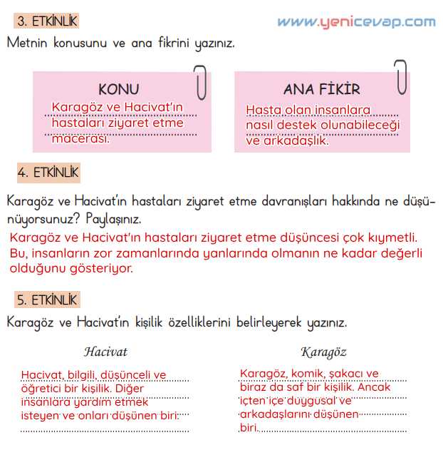 4. Sınıf Türkçe Kitabı Sayfa 92 93 94 95 Cevapları Meb