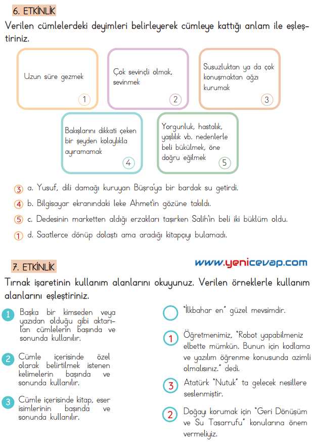 4. Sınıf Türkçe Kitabı Sayfa 92 93 94 95 Cevapları Meb