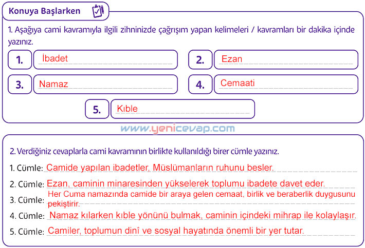 5. Sınıf Din Kültürü Kitabı Sayfa 172 173 174 178 179 Cevapları Meb