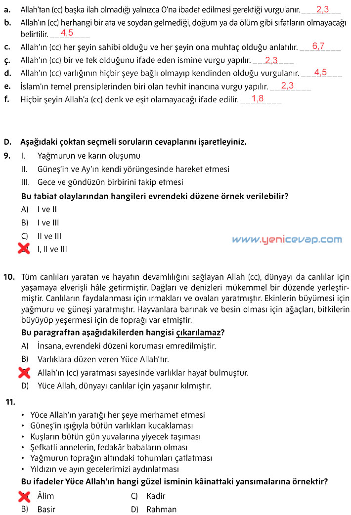 5. Sınıf Din Kültürü Kitabı Sayfa 51 52 53 54 55 56 Cevapları Meb