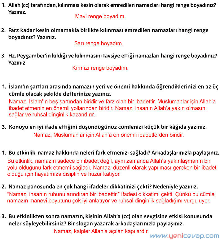5. Sınıf Din Kültürü Kitabı Sayfa 60 61 62 63 64 65 70 Cevapları Meb