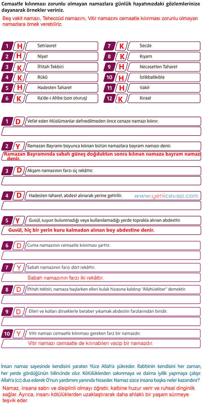 5. Sınıf Din Kültürü Kitabı Sayfa 74 76 77 79 80 81 Cevapları Meb