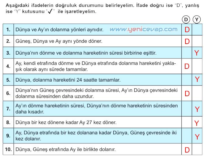 5. Sınıf Fen Bilimleri 1. Kitap Sayfa 48 49 50 51 52 Cevapları Meb