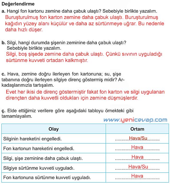 5. Sınıf Fen Bilimleri 1. Kitap Sayfa 77 78 79 80 81 Cevapları Meb