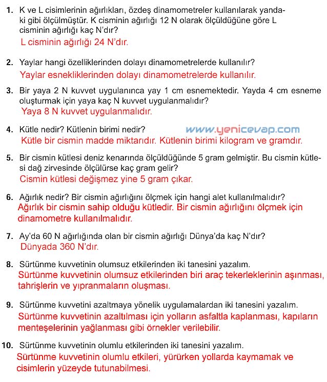 5. Sınıf Fen Bilimleri 1. Kitap Sayfa 92 93 94 95 96 Cevapları Meb