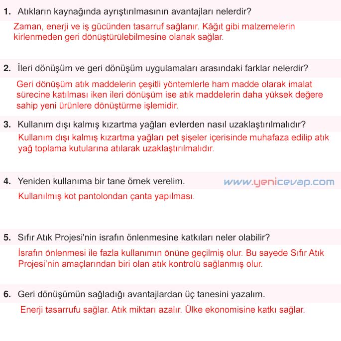 5. Sınıf Fen Bilimleri 2. Kitap Sayfa 147 150 152 153 154 155 156 Cevapları Meb