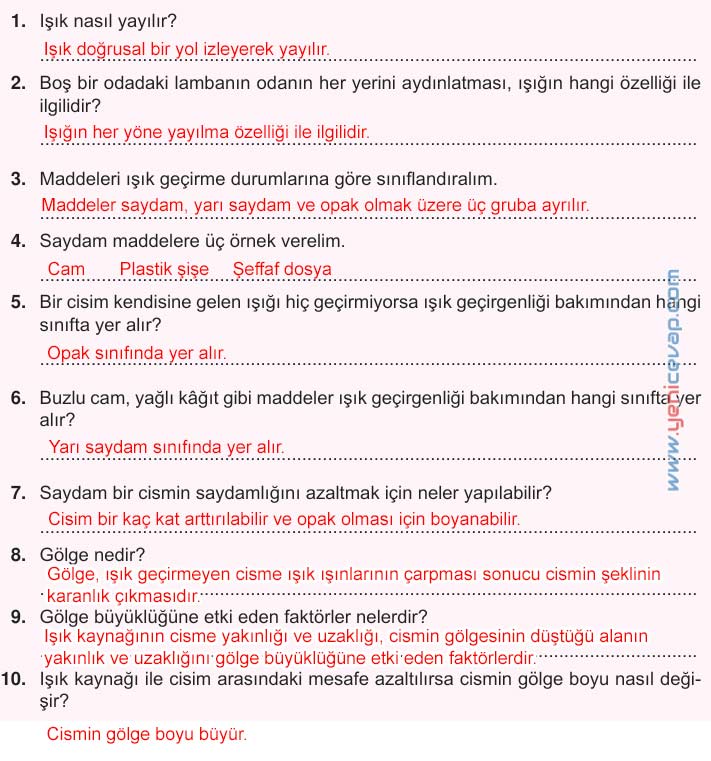 5. Sınıf Fen Bilimleri 2. Kitap Sayfa 36 37 38 43 44 45 Cevapları Meb
