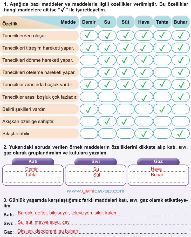 5. Sınıf Fen Bilimleri 2. Kitap Sayfa 46 52 53 54 55 56 57 59 Cevapları Meb