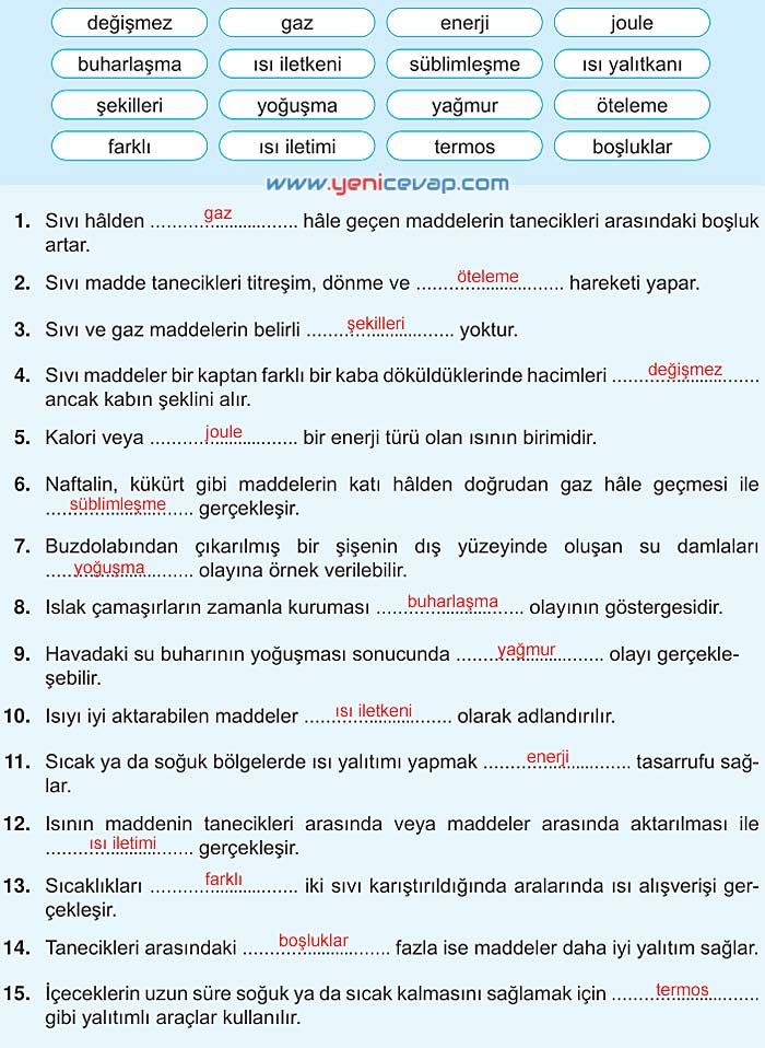 5. Sınıf Fen Bilimleri 2. Kitap Sayfa 95 96 97 98 104 Cevapları Meb