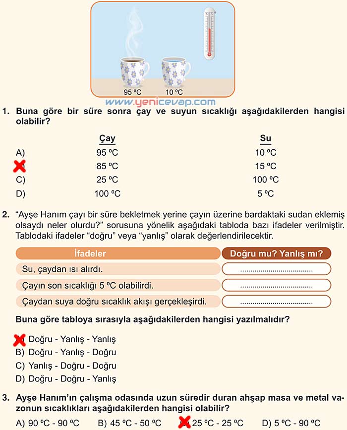 5. Sınıf Fen Bilimleri 2. Kitap Sayfa 95 96 97 98 104 Cevapları Meb
