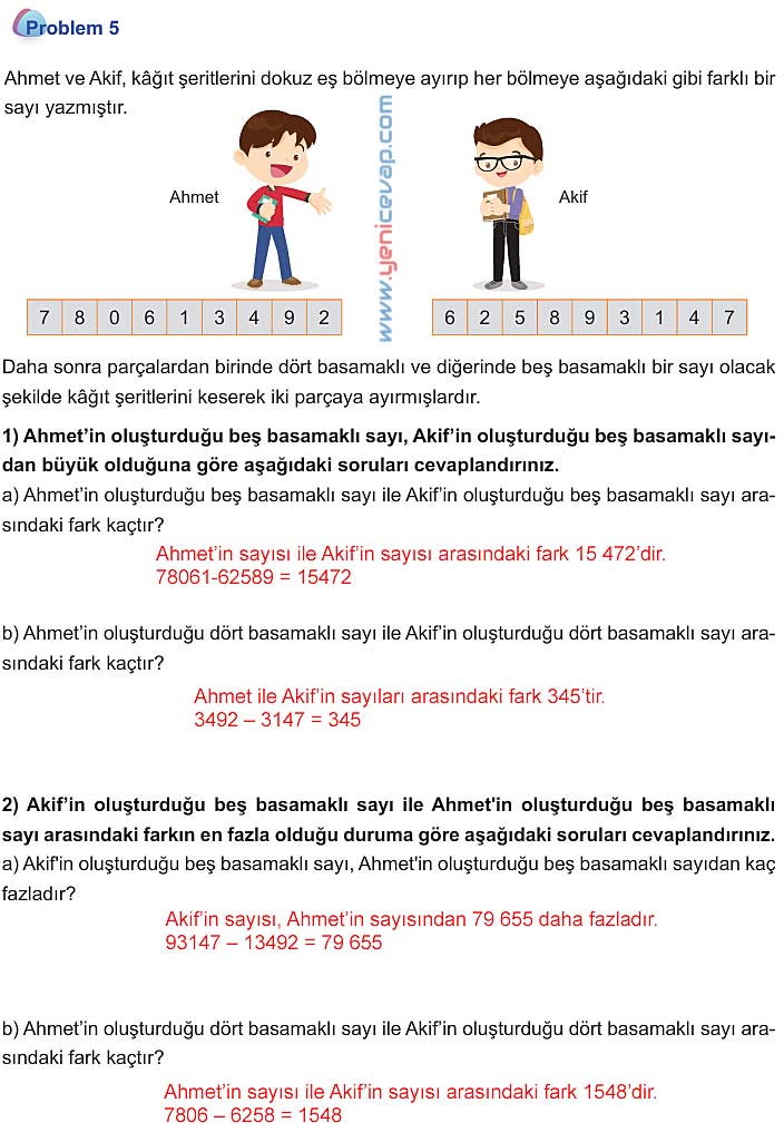 5. Sınıf Matematik 1. Kitap Sayfa 116 117 118 119 Cevapları Meb