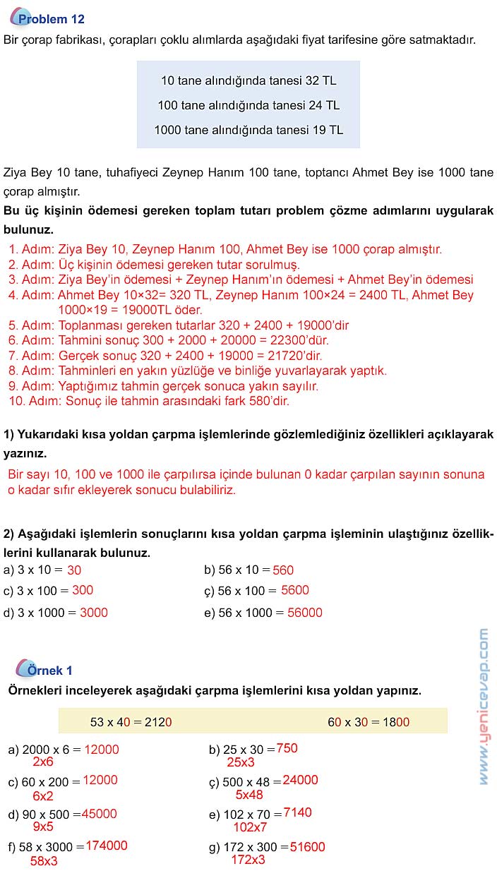 5. Sınıf Matematik 1. Kitap Sayfa 122 123 126 127 Cevapları Meb