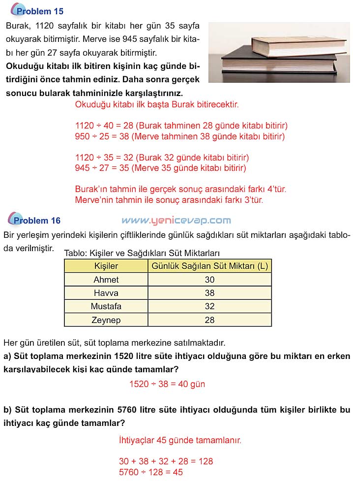 5. Sınıf Matematik 1. Kitap Sayfa 122 123 126 127 Cevapları Meb