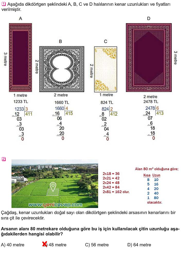 5. Sınıf Matematik 1. Kitap Sayfa 163 164 165 166 Cevapları Meb
