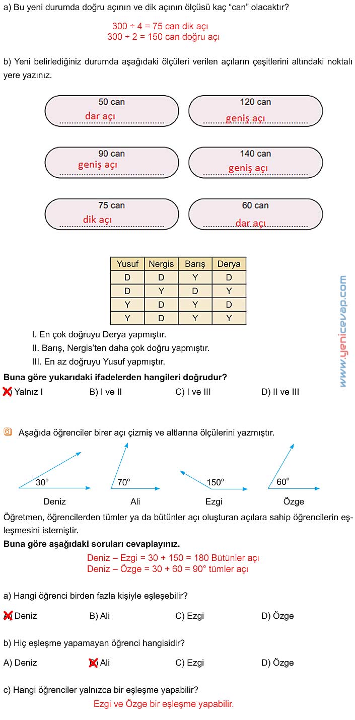 5. Sınıf Matematik 1. Kitap Sayfa 89 90 91 96 Cevapları Meb