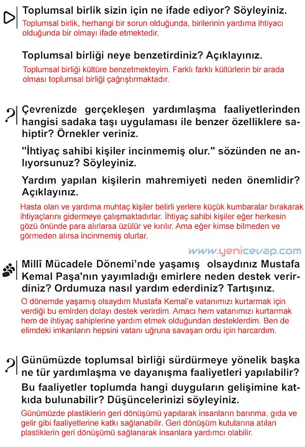 5. Sınıf Sosyal Bilgiler 1. Kitap Sayfa 26 28 30 31 32 33 34 Cevapları Meb