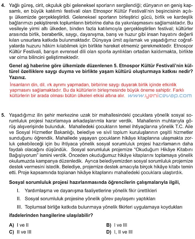 5. Sınıf Sosyal Bilgiler 1. Kitap Sayfa 45 46 47 50 51 Cevapları Meb