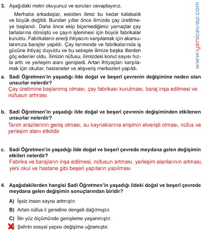 5. Sınıf Sosyal Bilgiler 1. Kitap Sayfa 95 96 97 100 101 103 105 107 108 Cevapları Meb