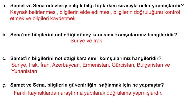 5. Sınıf Sosyal Bilgiler 1. Kitap Sayfa 95 96 97 100 101 103 105 107 108 Cevapları Meb