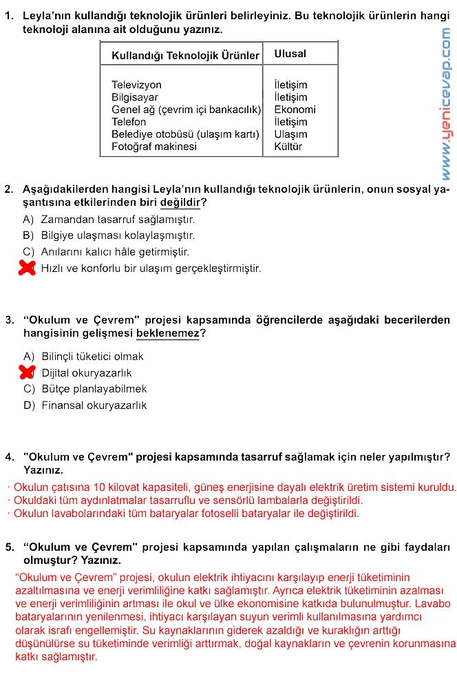 5. Sınıf Sosyal Bilgiler 2. Kitap Sayfa 134 136 138 141 142 143 144 Cevapları Meb